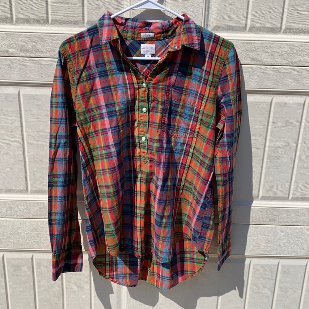 J. Crew plaid button down shirt ladies boyfit M